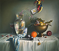 A still life featuring various objects and the Joker’s hand. Click to enlarge.